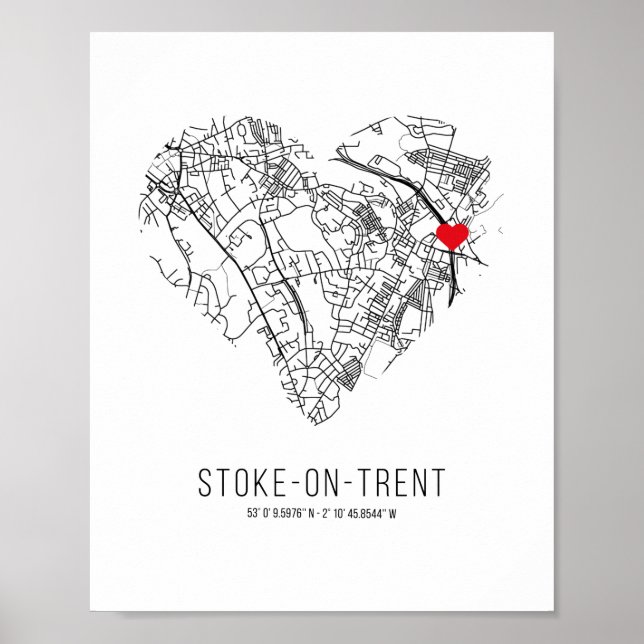 Heart Stoke-on-Trent City Map (Vereinigtes Königre Poster (Vorne)