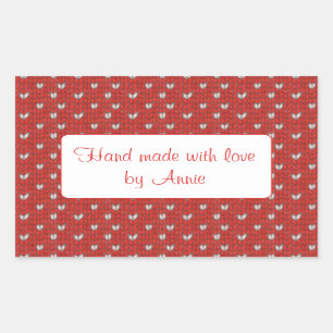 HEART STRICK Rectangle "Hand Made Stickers" Rechteckiger Aufkleber