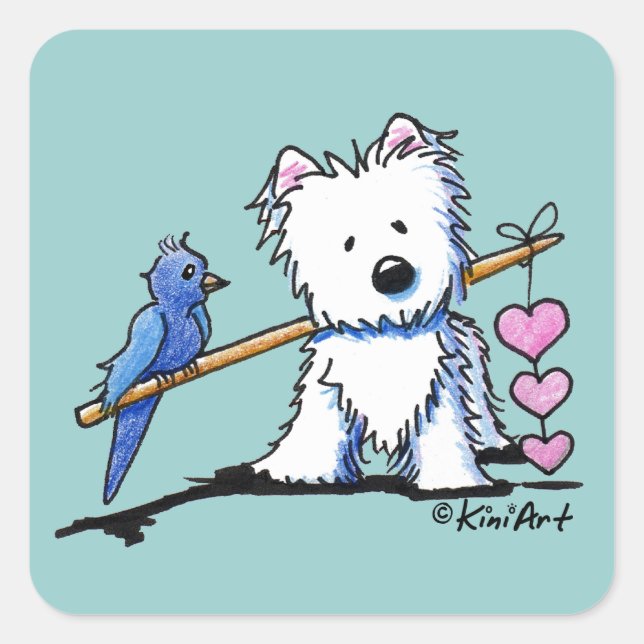 Heart Strings Westie Sticker (Vorderseite)