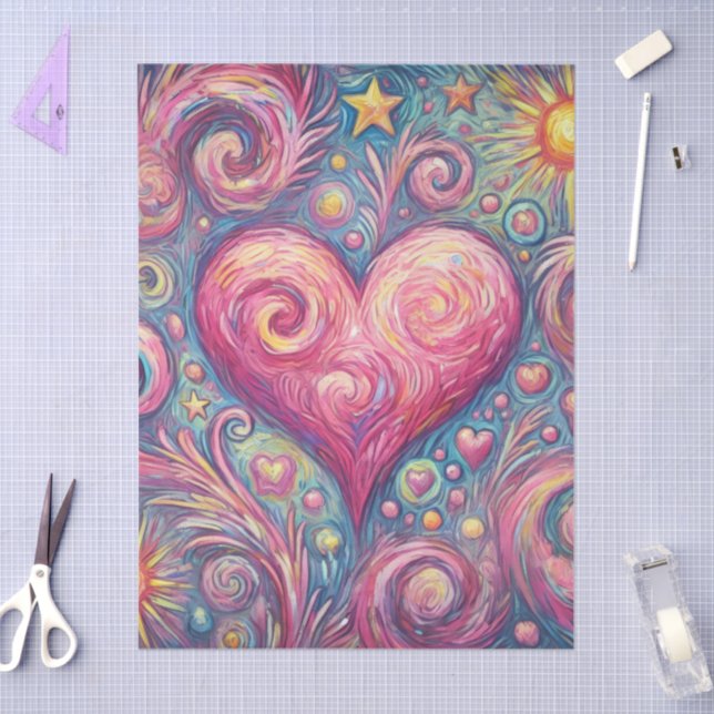 Heart Sun Stars Wirbel Whimsical Decoupage Seidenpapier (Basteln)