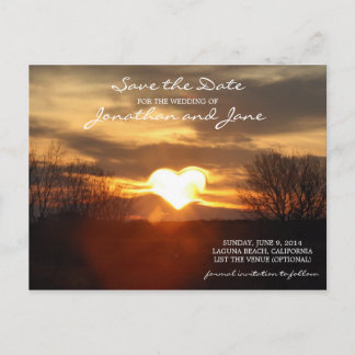Heart Sunset Wedding Romantic Save the Date Ankündigungspostkarte