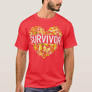 Heart Survivor Gold Ribbon Kinderkrebs Awaren T-Shirt