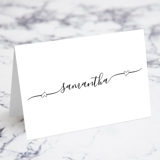 Heart Swash Signature Guest Name Platzkarten Tischnummer (Heart Swash Signature Guest Name Place Cards)