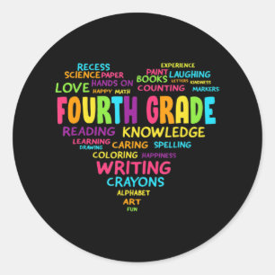 Heart Tee Fourth Grade Team Teacher Student Back T Runder Aufkleber