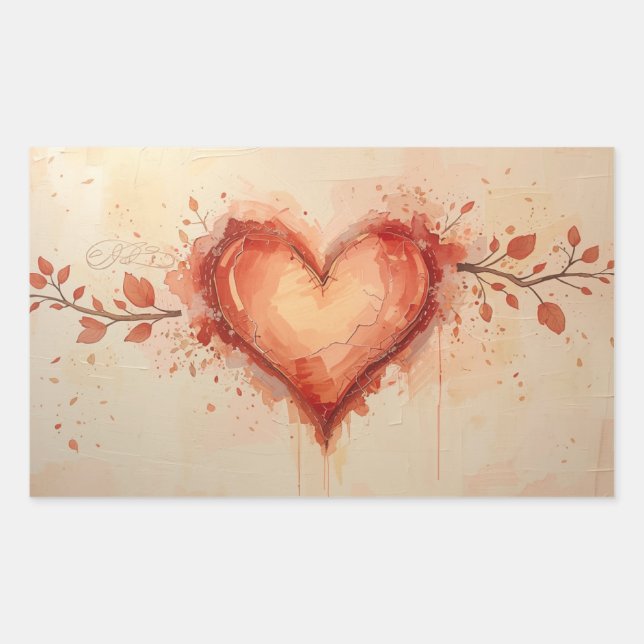 Heart-Themed Painting Images Collection Rechteckiger Aufkleber (Vorderseite)