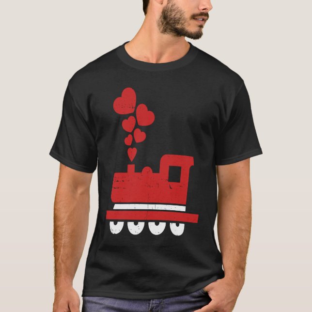 Heart Train Valentines Day Cool Railroad Love Boys T-Shirt (Vorderseite)