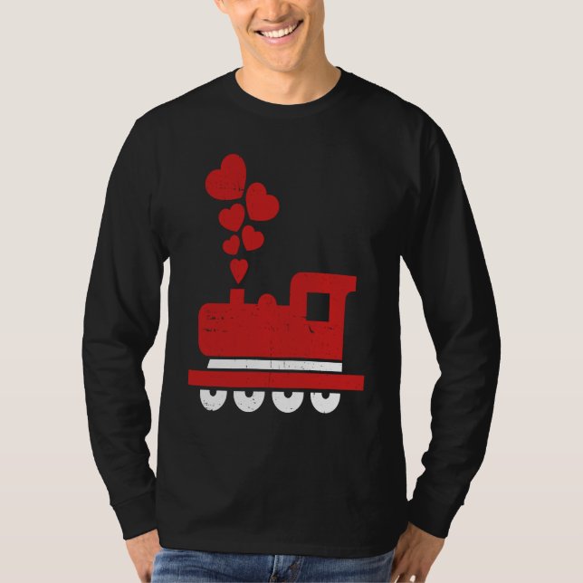 Heart Train Valentines Day Cool Railroad Love Boys T-Shirt (Vorderseite)