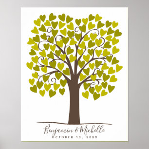 Heart Tree - 100 Signature Guest Book Alternative Poster