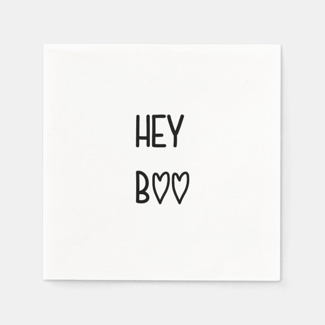 Heart Typography Hey Boo Serviette (Vorderseite)