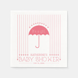 Heart & Umbrella   Mädchen-Baby-Shower-Papier-Serv Serviette
