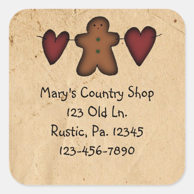 Heart- und Lebkuchenaufkleber Quadratischer Aufkleber (Vorderseite)
