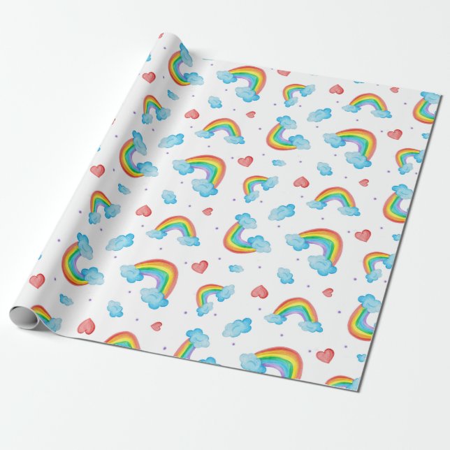 Heart- und Regenbogen-Verpackungspapier im kleiner Geschenkpapier (Ungerollt)