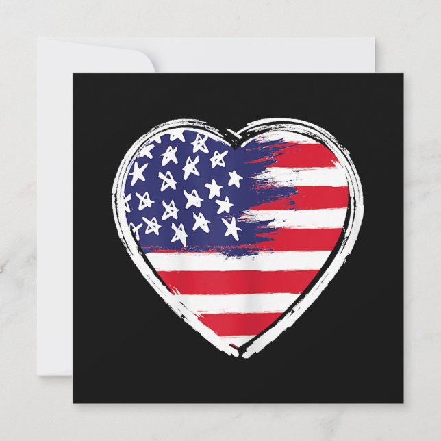 Heart US Flag 4. Juli Patriotic American Stars Einladung (Vorderseite)