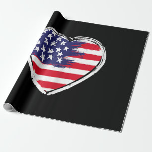 Heart US Flag 4. Juli Patriotic American Stars Geschenkpapier