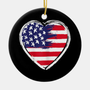 Heart US Flag 4. Juli Patriotic American Stars Keramik Ornament