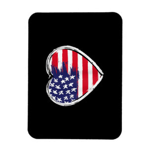 Heart US Flag 4. Juli Patriotic American Stars Magnet