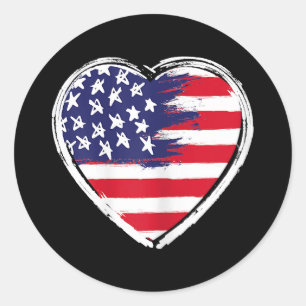 Heart US Flag 4. Juli Patriotic American Stars Runder Aufkleber