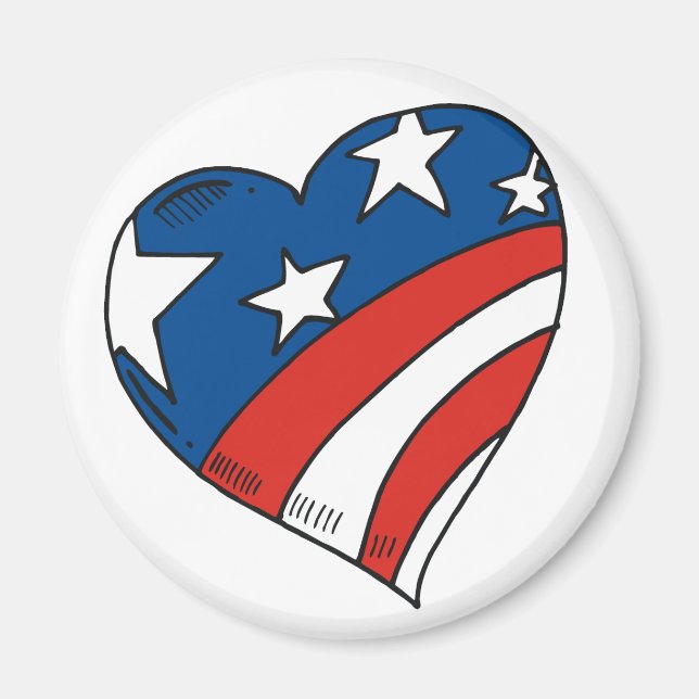 Heart USA Flag Tshirts und Geschenke Magnet (Vorne)