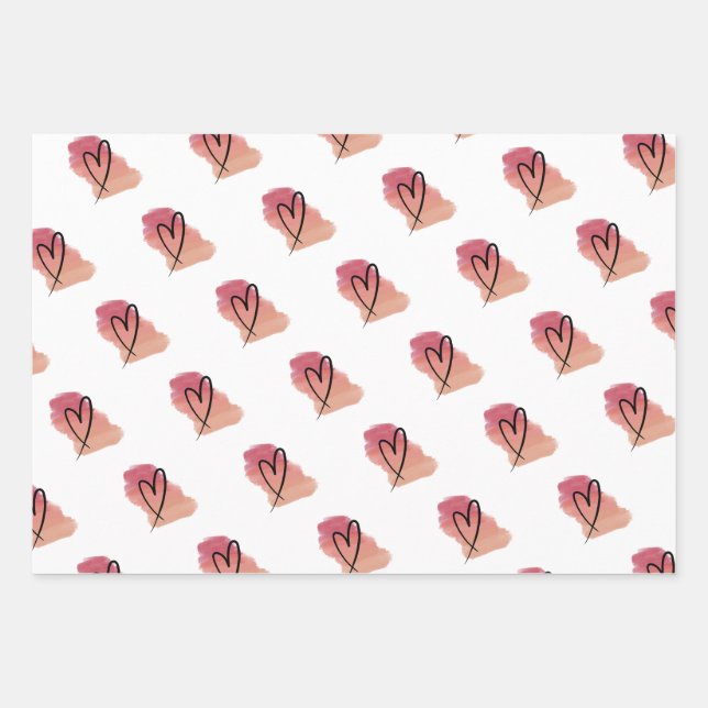 Heart valentine Packpapier Geschenkpapier Set (Vorderseite)