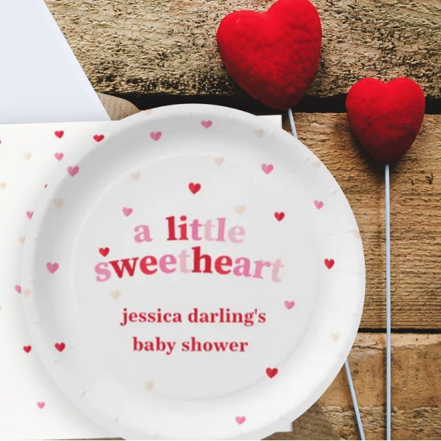 Heart Valentine Theme Baby Girl Dusche Papierplatt Pappteller (Von Creator hochgeladen)