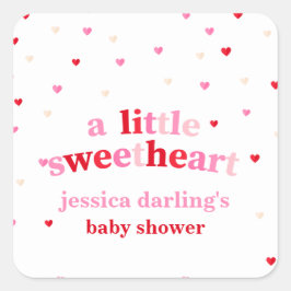 Heart Valentine Theme Baby Girl Dusche Quadratischer Aufkleber
