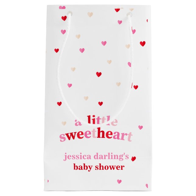 Heart Valentine Theme Baby Girl Dusche Red Pink Kleine Geschenktüte (Vorderseite)