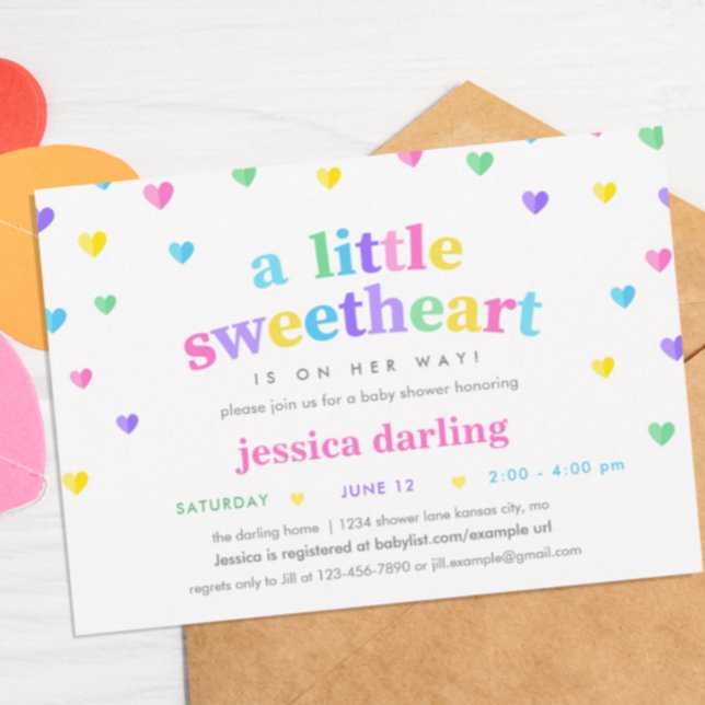 Heart Valentine Theme Baby Girl Showpastel Einladung (Von Creator hochgeladen)