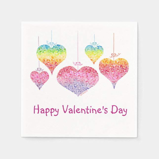 Heart Valentines Cocktail Napkins Serviette (Vorderseite)