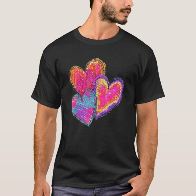 Heart Valentines Day Tie Dye Cute For Couple Match T-Shirt (Vorderseite)