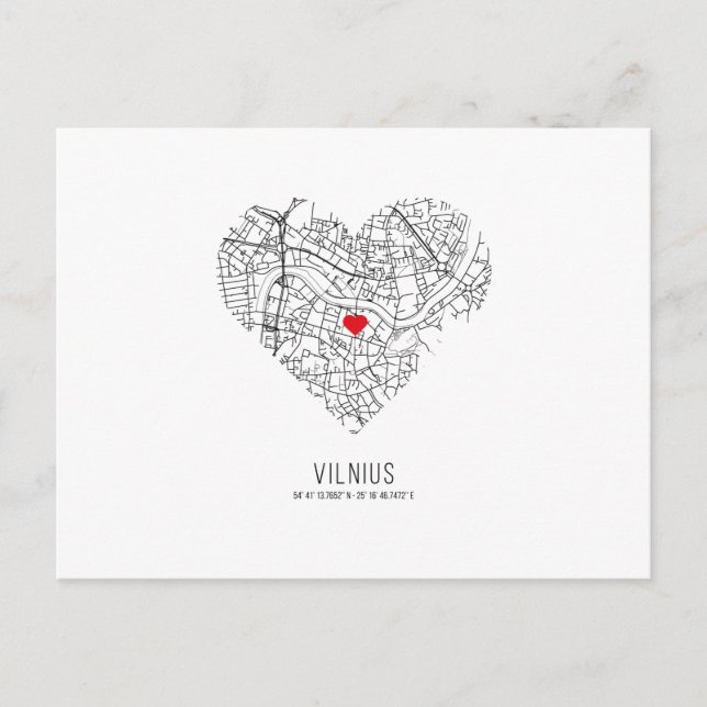 Heart Vilnius City Map (Litauen) Postkarte (Vorderseite)
