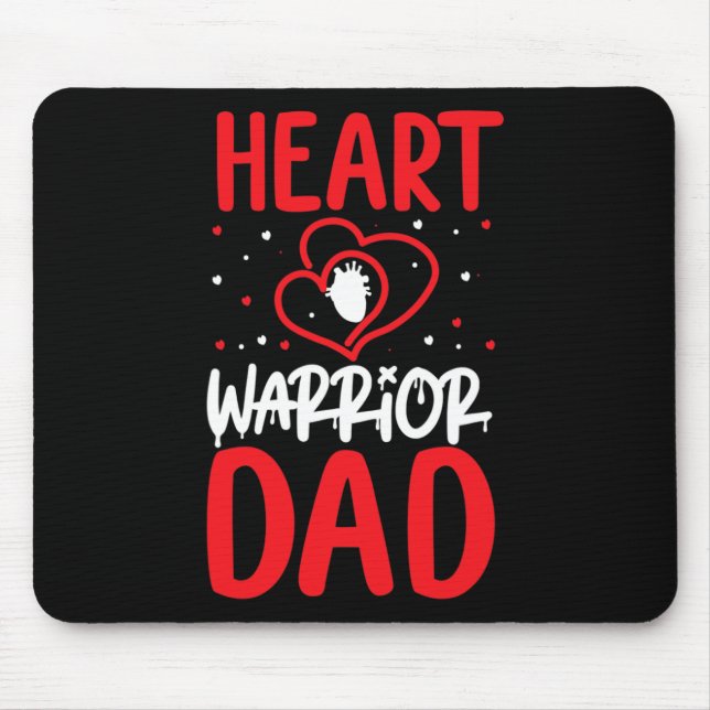 Heart Warrior Dad Heart Disease Awareness Red Ribb Mousepad (Vorne)