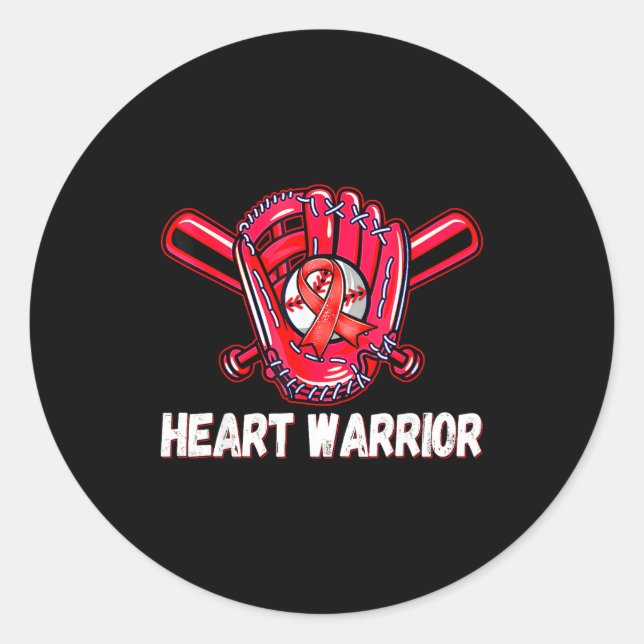 Heart Warrior Heart Disease Awareness Baseball Sof Runder Aufkleber (Vorderseite)