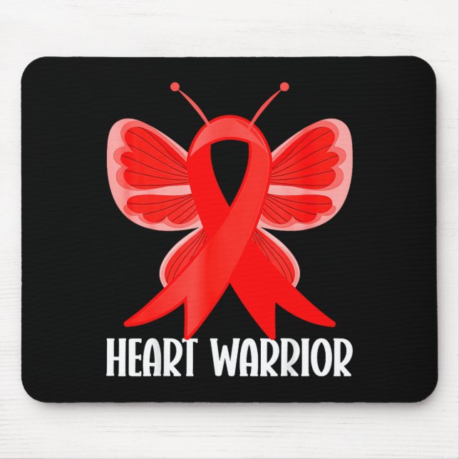 Heart Warrior Heart Disease Awareness Butterfly Wo Mousepad (Vorne)