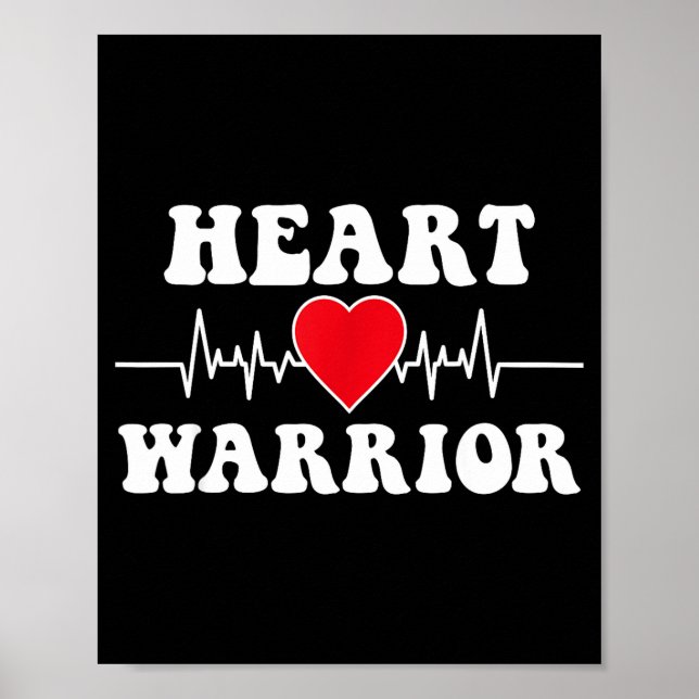 Heart Warrior Heart Disease Awareness Month Red He Poster (Vorne)