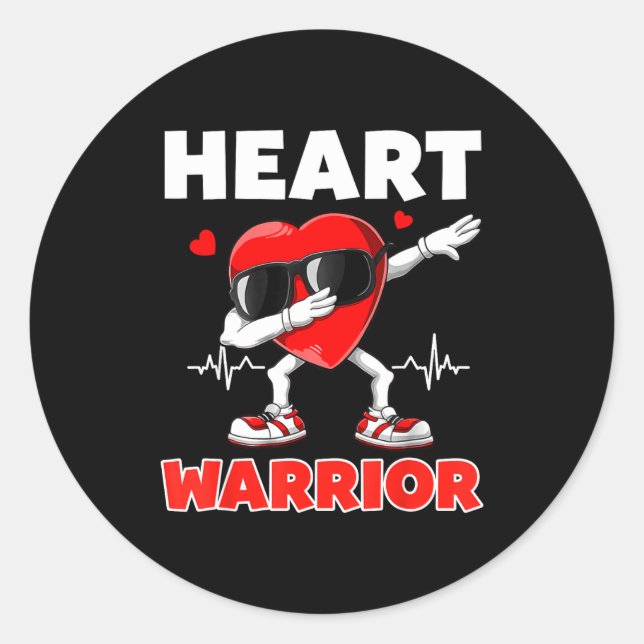 Heart Warrior Heart Disease Awareness Month Red He Runder Aufkleber (Vorderseite)