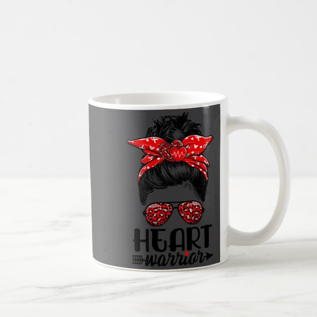 Heart Warrior Messy Bun Go Red - Heart Disease Awa Kaffeetasse (Rechts)