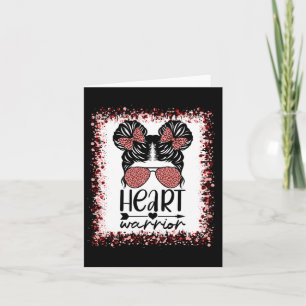 Heart Warrior Messy Bun Leopard Herzerkrankung Awa Karte