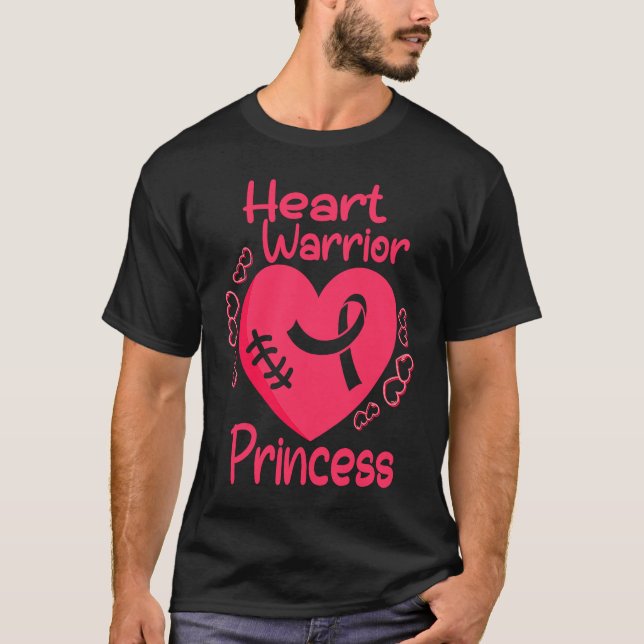 Heart Warrior Princess CHD Heart Disease Awareness T-Shirt (Vorderseite)