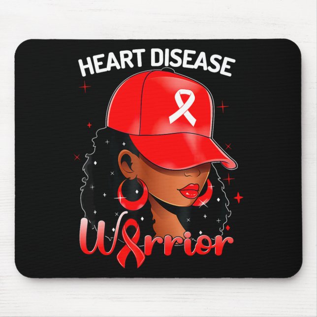 Heart Warrior Red Black Woman Heart Disease Awaren Mousepad (Vorne)