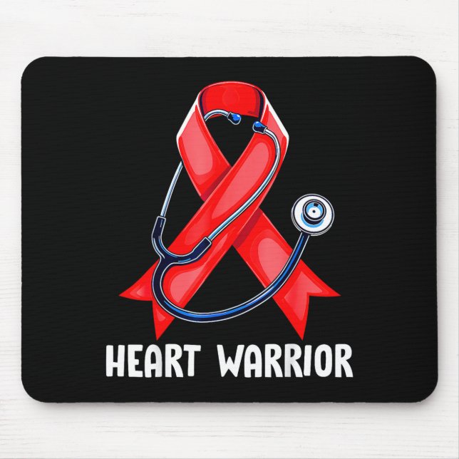 Heart Warrior Stethoscope Red Nurse Heart Disease  Mousepad (Vorne)