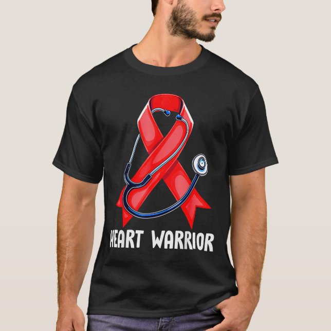 Heart Warrior Stethoscope Red Nurse Heart Disease  T-Shirt (Vorderseite)