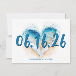 Heart Wave Beach Save the Date Postkarte