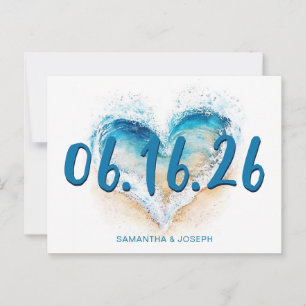Heart Wave Beach Save the Date Postkarte