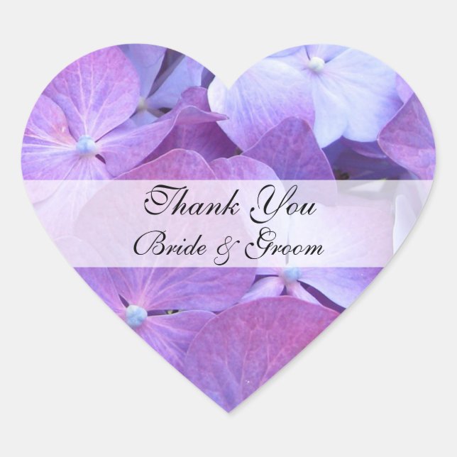 Heart Wedding Danke Sticker - Hydrangea (Vorderseite)