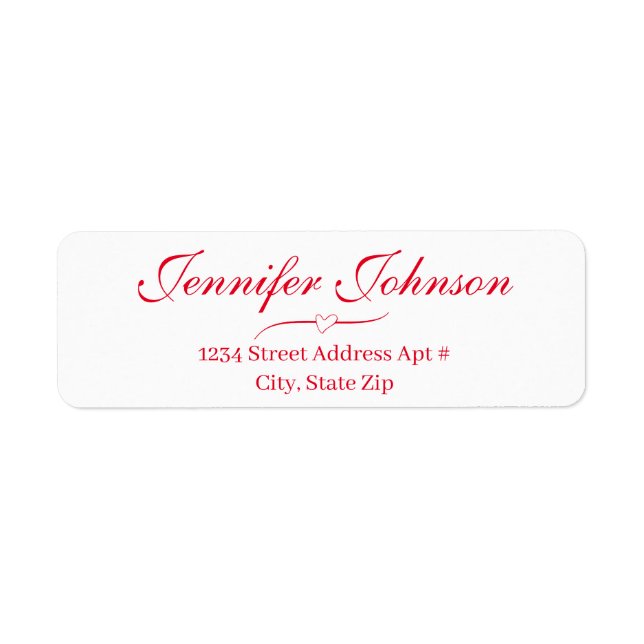 Heart Wedding Red Script Rücksendeadresse Envelope (Vorne)