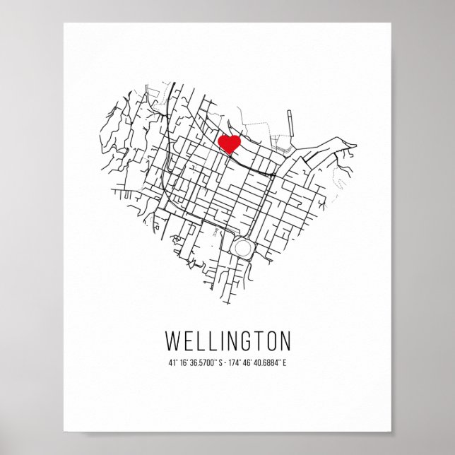 Heart Wellington City Map (Neuseeland) Poster (Vorne)