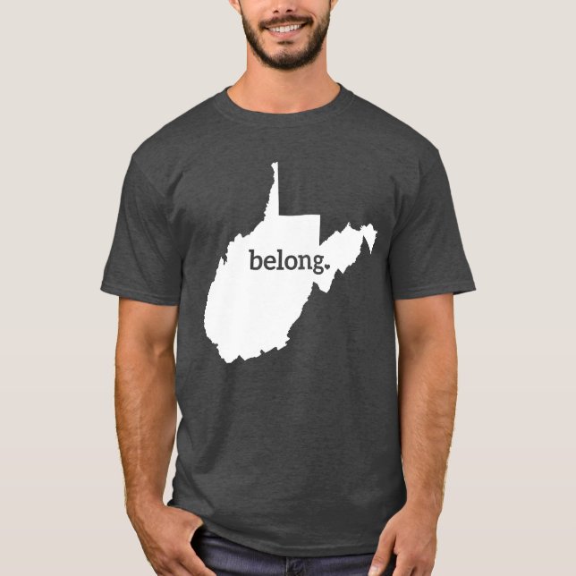 Heart West Virginia Belong Staat Karte T-Shirt (Vorderseite)