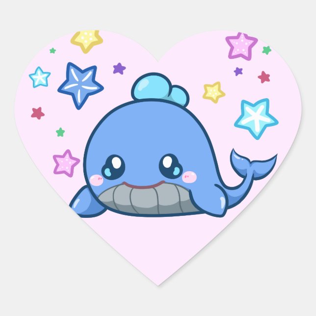 Heart Whale Aufkleber (Vorderseite)