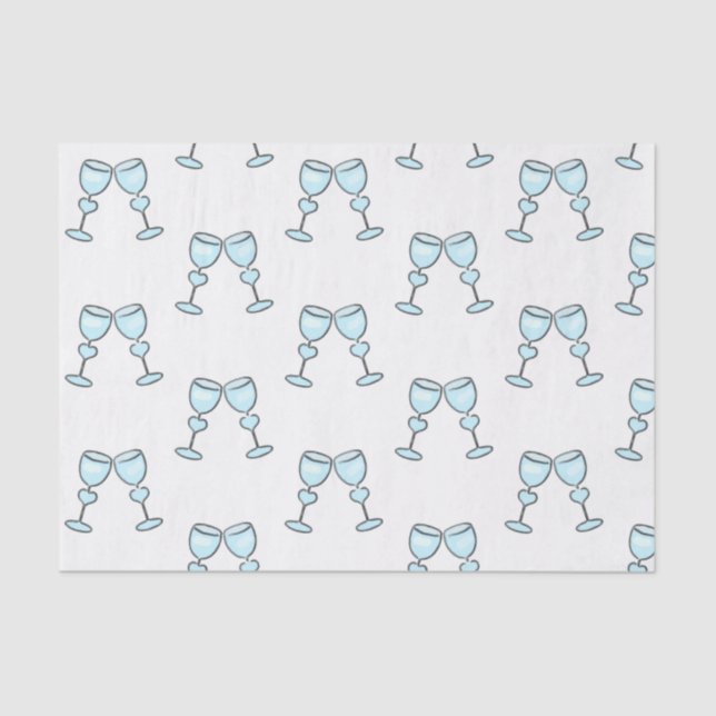 Heart Wine Glasses Blue Whimsical Wedding Seidenpapier (Vorderseite)