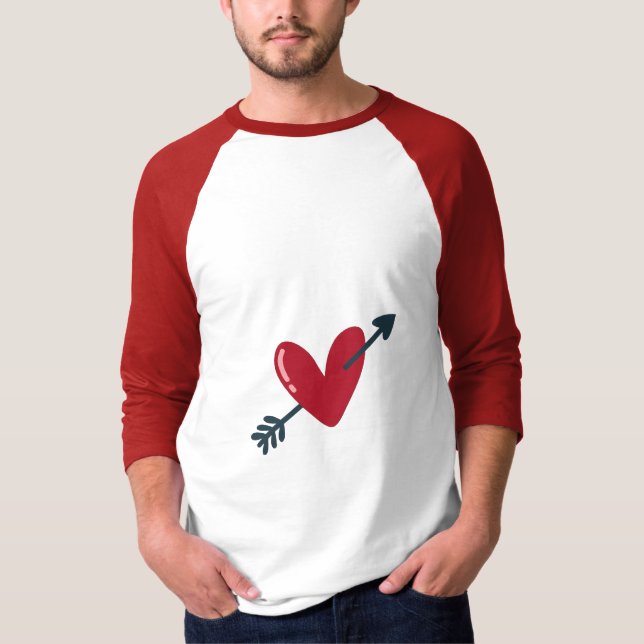 Heart With Arrow Valentine Minimal T-Shirt (Vorderseite)